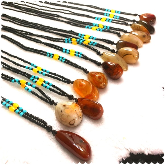 Natural Evil Eye Botswana Agate Pendant Stone Necklace - Picture 8 of 8